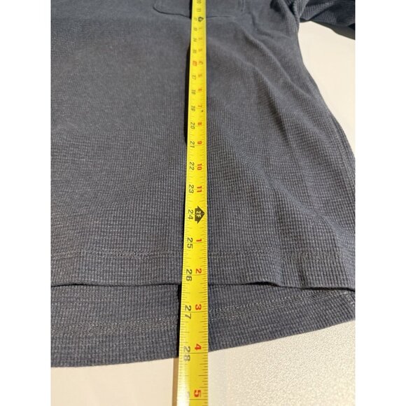 Duluth Trading Mens L Heavy Thermal Shirt Henley Relaxed Fit Waffle Knit Blue - Picture 6 of 7